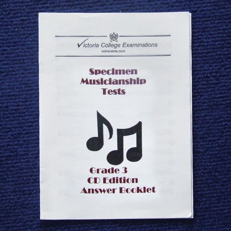 Specimen musicianship tests grade 3 cd edition answer booklet